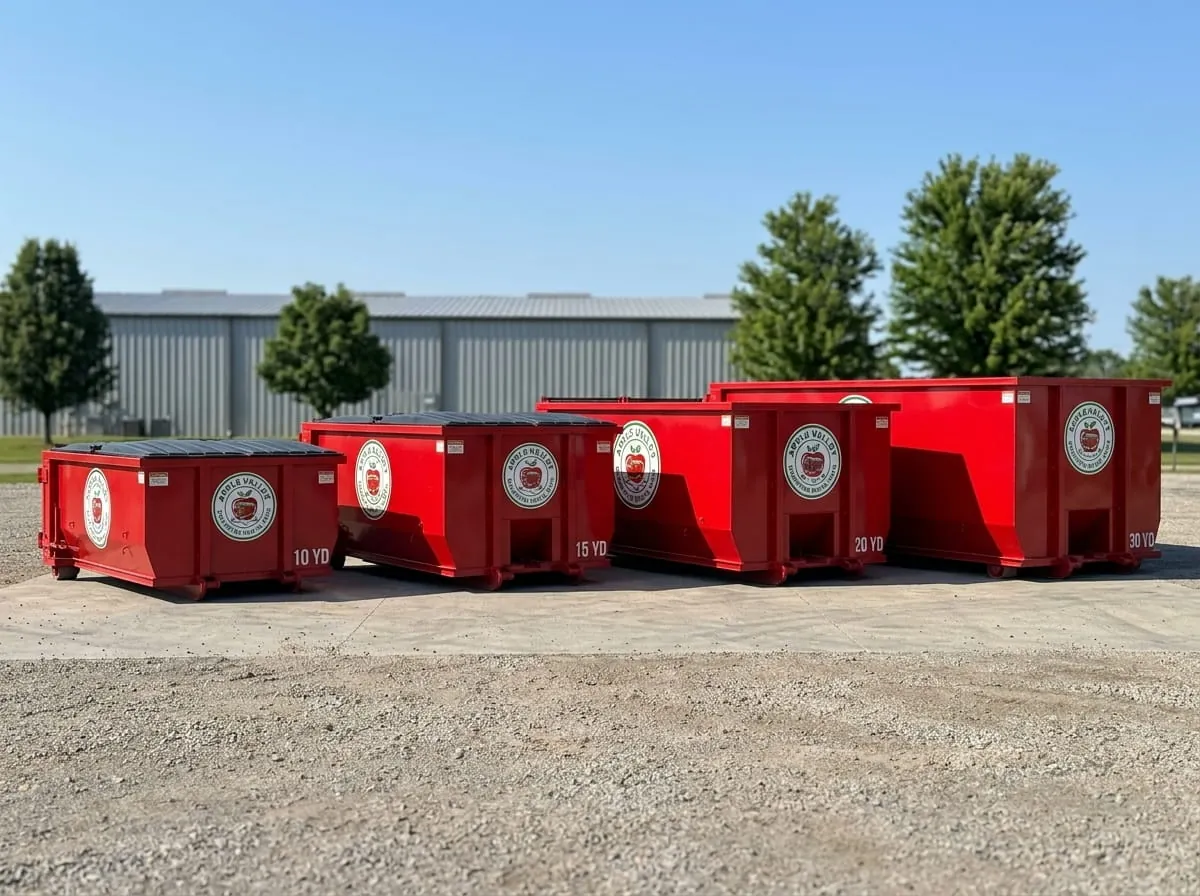 Apple Valley Dumpster Rental Guys driver delivering a roll-off container Apple Valley Dumpster Rental Guys driver delivering a roll-off container