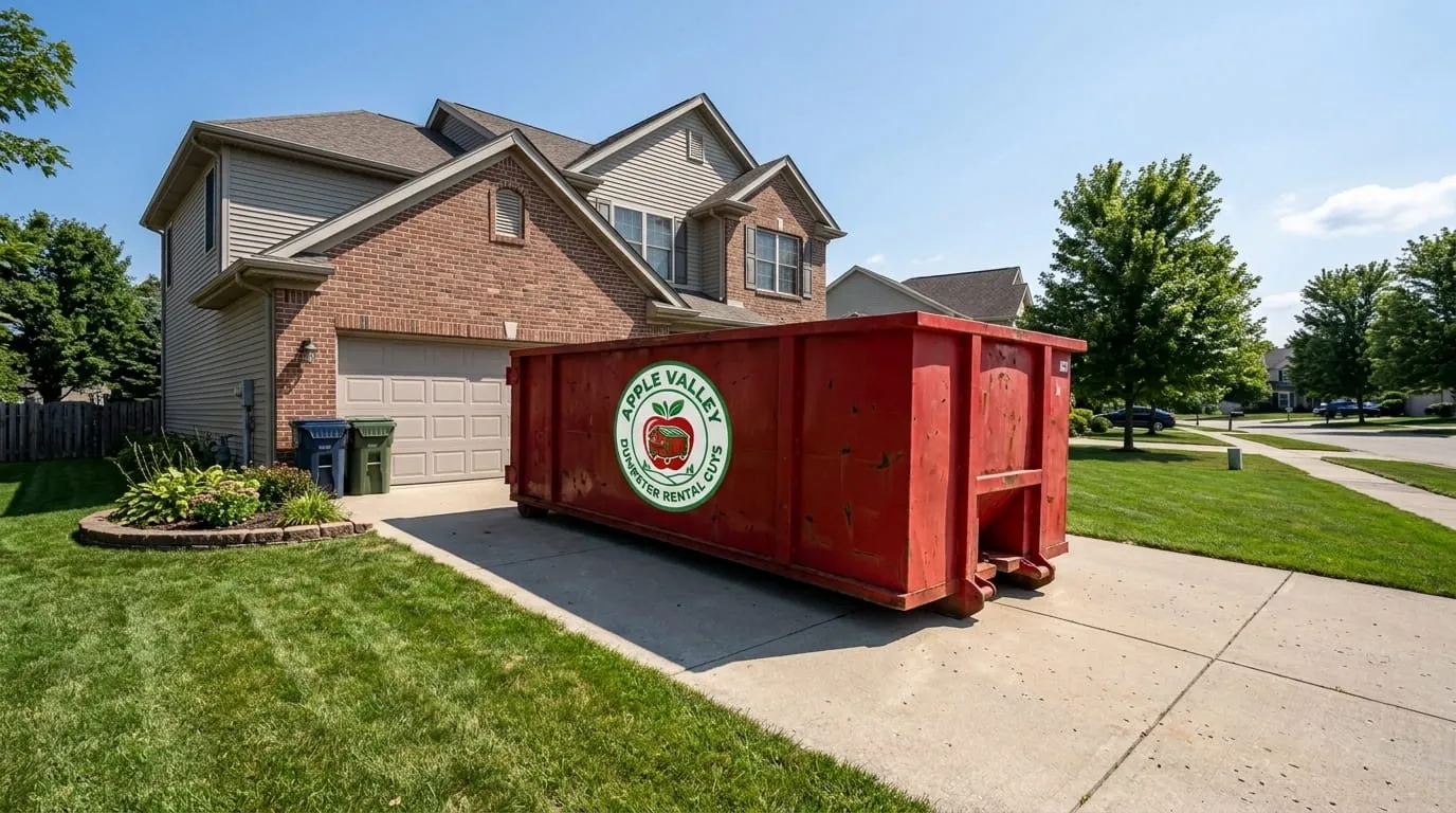 Branches and yard waste loaded into a container in Apple Valley, Minnesota